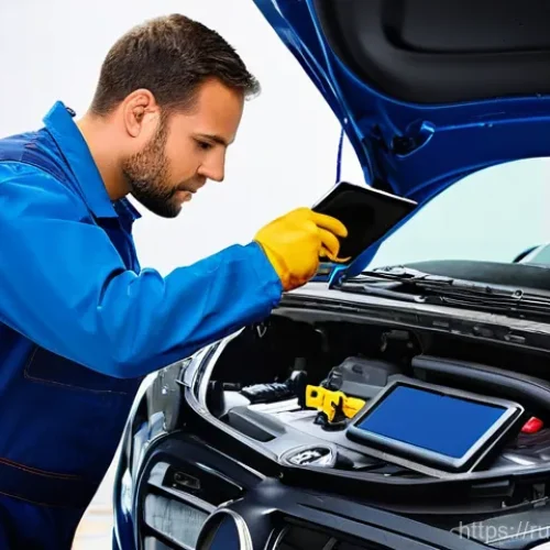 Home 26 자동차정비 실기시험 예상 문제와 풀이 - **Modern Diagnostic Expert at Work:**
"A highly skilled and focused male auto mechanic, approxim...