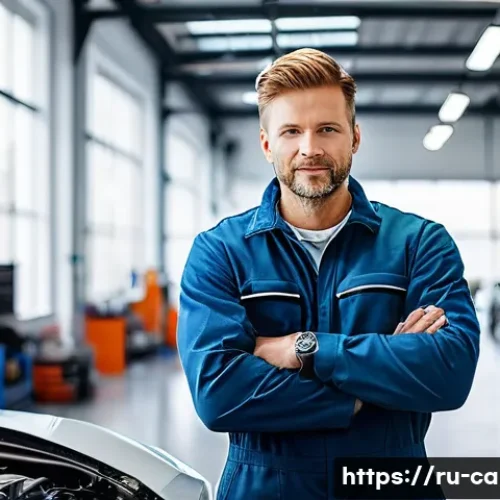 Home 24 자동차정비기사 자격증으로 외국 진출 가능성 - A highly skilled male auto mechanic in his late 30s, wearing clean, professional work overalls, meti...